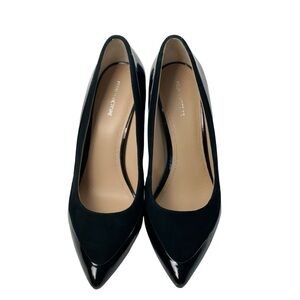 POUR LA VICTOIRE Black Patent Leather Suede Pumps 10